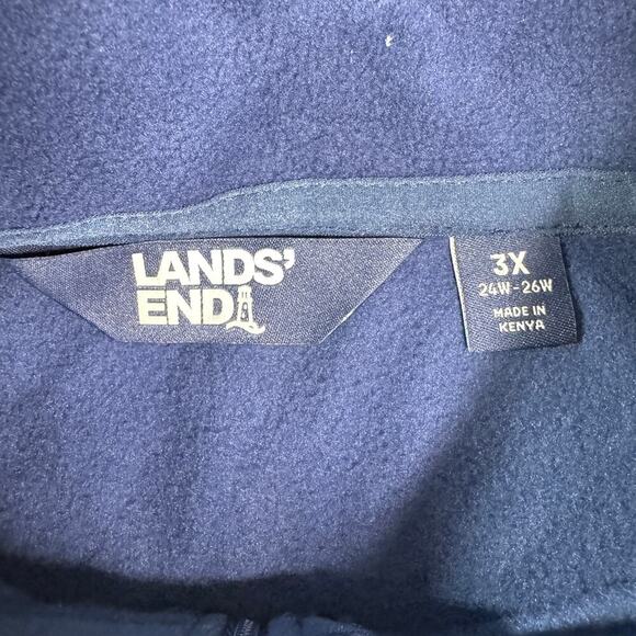 Lands' End Women's Plus sz 3X (24W-26W) Navy Fleece Pullover 1/4 Zip Pullover LS - Picture 3 of 8